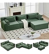 6-in-1 Convertible Folding Sofa Bed,Queen Tri-Fold Mattress with Removable L-Shaped Armrests,Cord...