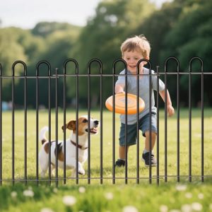 32 in (H) x 21.6 ft (L) Metal Thick Tube No Dig Dog Fence Outdoor for Yard