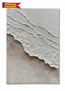 Limiyer Art Hand-painted white and brown gradient wavy texture abstract oil painting 40x28-inch canvas oil painting an artwork suitable for home and office wall decoration