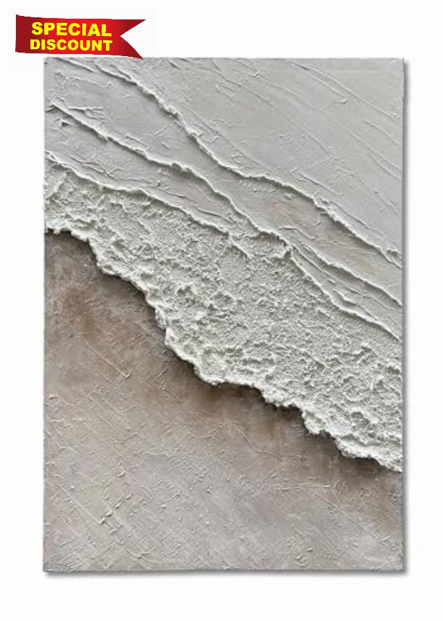 Limiyer Art Hand-painted white and brown gradient wavy texture abstract oil painting 40x28-inch canvas oil painting an artwork suitable for home and office wall decoration