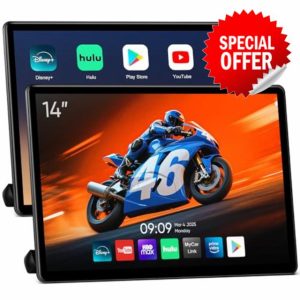 14inch Android Portable Car TV Headrest Monitor Tablet for Cars Back seat Support Phone Wireless mirroring Touchscreen with WiFi/Bluetooth/HDMI/USB/Video Player 4+64G 2pc