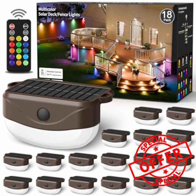 Solar Fence Lights with Remote Control 50ft