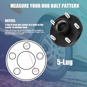 Trailer Axle Kit for 2000 lb 5 Lug Trailer Hub Fits 1-1/16" Spindle