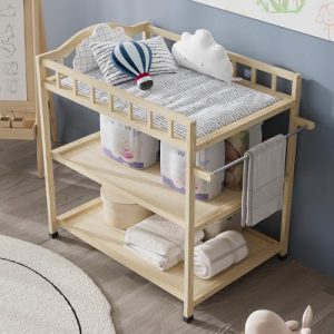 Paintless Pine Wood Portable Nursery Diaper Changing Station for Infants