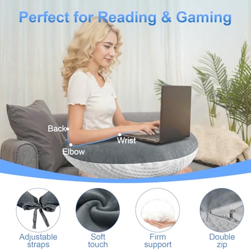 Elbow Rest with Washable Cover for Kids Adults and Teens - Perfect Book Lover Gifts (Dark Grey)