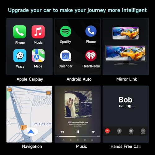 11.26'' Portable A-pple CarPlay & Android Auto Car Stereo Touchscreen with Backup Camera