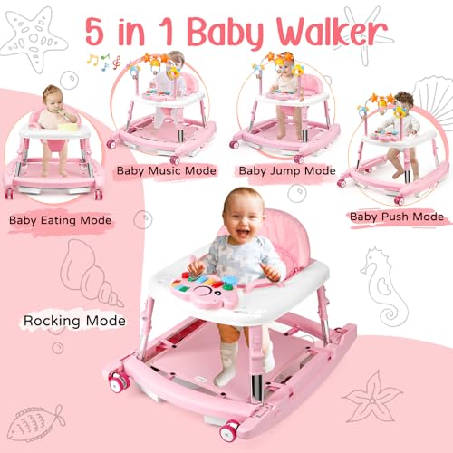 Baby Walker with Wheels and Bouncer Combo Portable