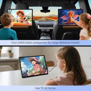 Touchscreen Headrest Monitor for Car Back Seat Support Phone Mirroring HDMI Sync Screen WiFi SD Card USB Media Player (4G Ram+64G ROM(2*pcs))