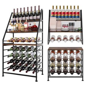 7-Tier 40 Bottles | 2-in-1 Modular Split | Space Saving Freestanding Floor Liquor Storage Cabinet with Hidden Cork Organizer for Home Bar