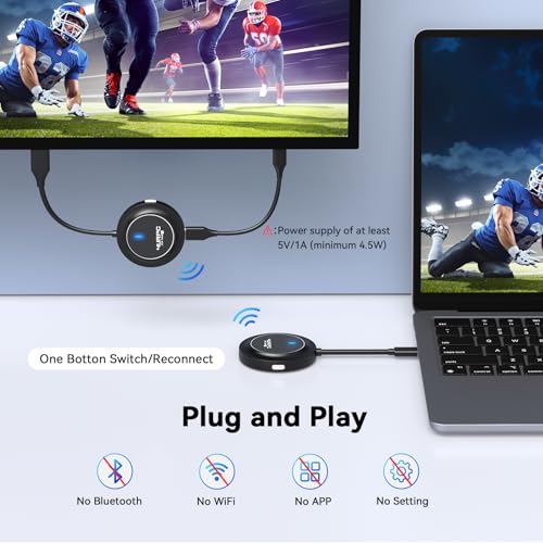 2.4G/5G Plug & Play USB-C Wireless Display Adapter & HDMI Extender with PD 3.0