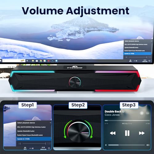 Flowing LED PC Speaker for Computer Desktop Laptop Monitor