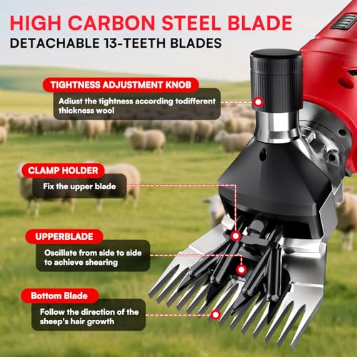 6 Speed Heavy Duty Livestock Haircut for Grooming Sheep Goats Cattle Thick Coats Animals