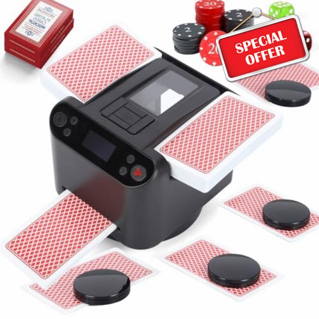 Automatic Card Shuffler and Dealer Machine 2-in-1