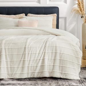 3 Pieces Super Soft Warm Fluffy Plush Bedding Set with Pillowcases for Winter