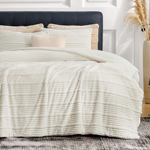 3 Pieces Super Soft Warm Fluffy Plush Bedding Set with Pillowcases for Winter
