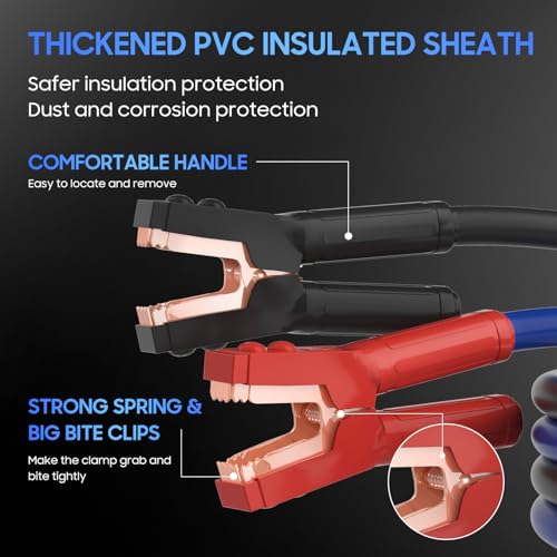0 Gauge 30 Feet 1000Amp Automotive Booster Cables for 12V & 24V Cars