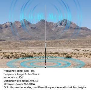 100W Portable HF Radio Antenna 7MHz-50MHz 8-Band with Upgraded Slide Regulator