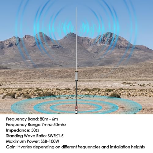 100W Portable HF Radio Antenna 7MHz-50MHz 8-Band with Upgraded Slide Regulator