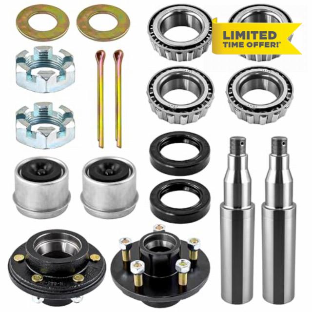5200 to 6000 lbs Trailer Idler Hub Kit with 6 on 5.5" Bolt Idler Hub & Round #42 Spindle Trailer Axle 2sets