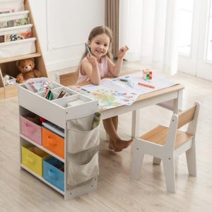 Large Storage Kids Activity Desk with Paper Roll for Playrooms & Classroom
