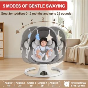 5 Speed Portable Infant Swing with Bluetooth Touch