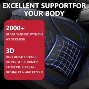 Truck Seat Cover Customized Fit for Chevy Silverado GMC Sierra 1500 2500HD 3500HD Trail Boss Z71 Crew Double Extended Cab(Black & Blue