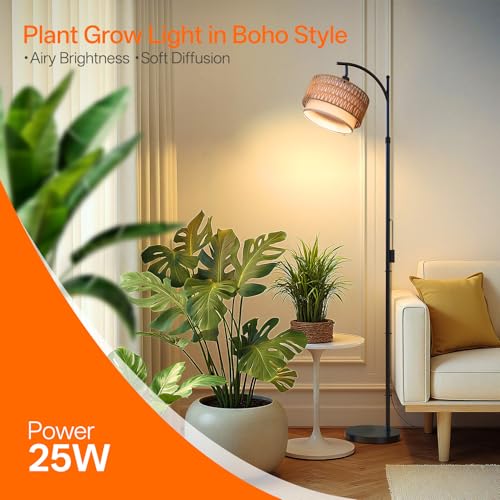 Boho Rattan & Fabric Shade Standing Lamp