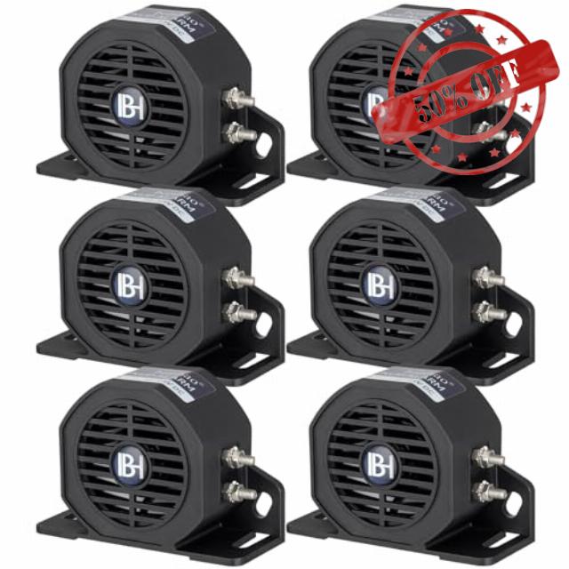 Backup Alarm Reverse Beeper Waterproof 12V-48V 110dB Industrial Heavy-Duty Backup Warning Alarm for Truck Van Freight Lorry Heavy Vehicles (6 pcs)