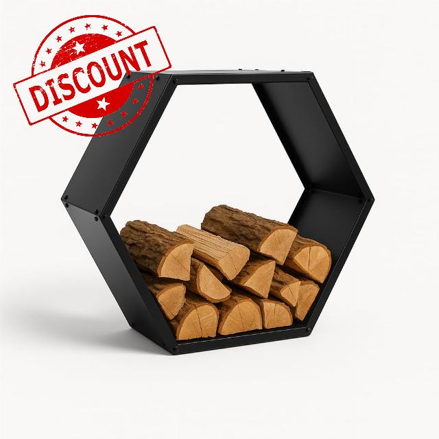 Firewood Rack Outdoor Indoor Fire Wood Rack - 30 in. Hexagon Fire Log Holder
