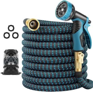 No Kink Lightweight Flexible Hose with 3-Layer Latex Core and 3/4" Solid Fittings - 200ft Retractable Stretch Car Washing Pipe