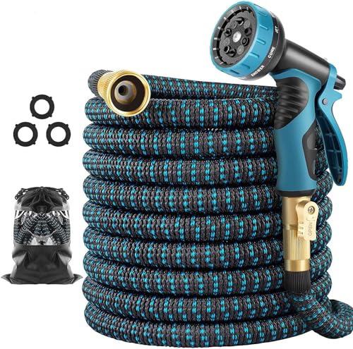 No Kink Lightweight Flexible Hose with 3-Layer Latex Core and 3/4" Solid Fittings - 200ft Retractable Stretch Car Washing Pipe
