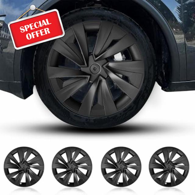 Hubcaps Wheel Cover for Tesla 19 inch 2025 2026 Model Y 4 PCS ABS Material Hub Caps Model Y Juniper Rim Protector Wheel Covers Replacement for Tesla Accessories (Matte Black)