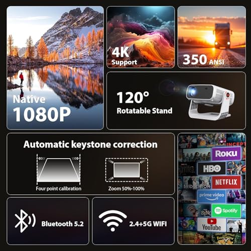 2025 New Auto Keystone & Zoom Home Theater Cinema Movie Proyector
