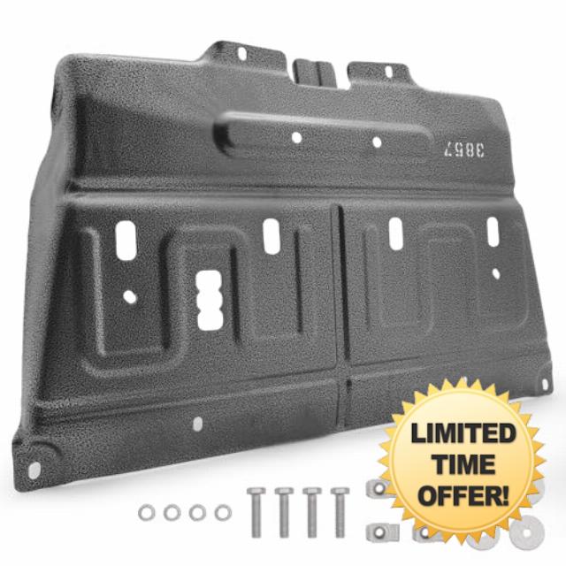 Manganese Steel Engine Splash Guard with Mounting Screws Compatible with 2015-2020 Ford F150 Not Fit Raptor Model/Not Fit 3.0L Diesel Replace ML3Z-7222-D