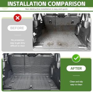 Trunk Mat with Seat Back Cover Accessories All Weather Rear Cargo Mat Backrest Protector for JL/JLU Gas Type (Not for 4XE)