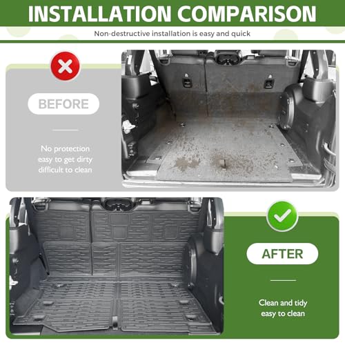 Trunk Mat with Seat Back Cover Accessories All Weather Rear Cargo Mat Backrest Protector for JL/JLU Gas Type (Not for 4XE)