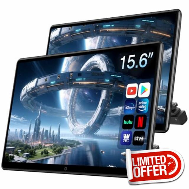 15.6inch Android 13 Headrest Monitor Car TV Touchscreen Entertainment System for Backseat