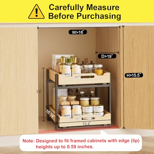 Under Sink Organizer for Kitchen Storage Organization with Coated Iron Frame