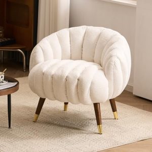 Modern Barrel Chair with Solid Wood Legs