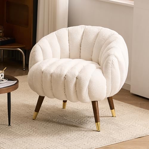 Modern Barrel Chair with Solid Wood Legs