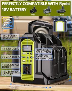 4-Ports DC 18V to AC 110-120V Battery Inverter with 3 USB-A Port