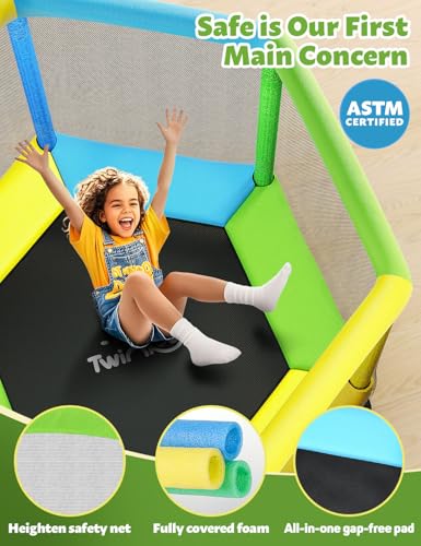 Twinkoo 5FT Fortified Toddler Trampolines with Anti-Rollover Bottom