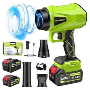 000 RPM Handheld Lightweight Patio Cleaning Blower Set Extended Nozzle Design Blowing Leaves and Dust Car Dryer (Green)