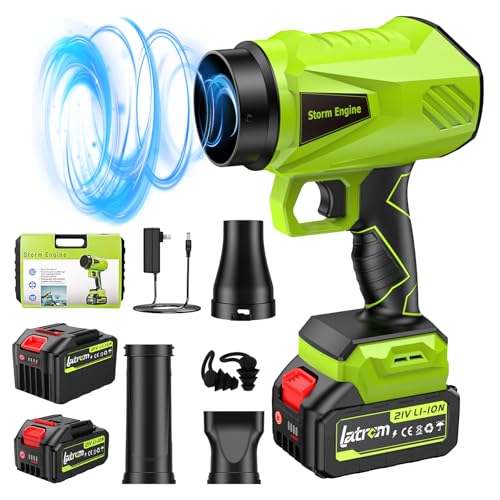 000 RPM Handheld Lightweight Patio Cleaning Blower Set Extended Nozzle Design Blowing Leaves and Dust Car Dryer (Green)