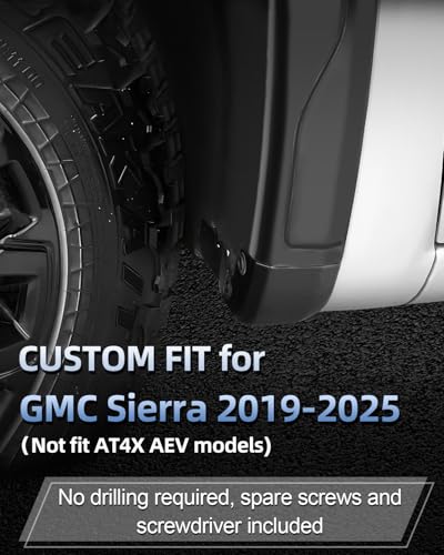 Front & Rear Mud Guards Mudflaps Delete Kit Compatible with GMC Sierra 1500 Accessories 2025-2019
