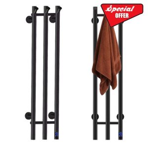 Towel Warmer Heated Towel Rack Bathroom Towel Rack Wall Mount Plug-in/ 4 Bar Bath Towel Heater (Matte-Black Timer&Constant Temperature) (37.4 * 7.48 * 3.9in)