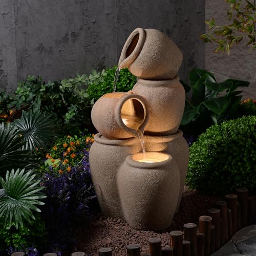 Polyethylene Cascading Waterfall Outdoor Fountain