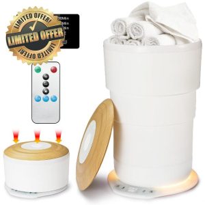 Upgrade Foldable Towel Warmer for Bathroom - 21L Luxury Heated Towel Warmers Bucket with Time Setting and Ambient Lighting，Auto Shut Off