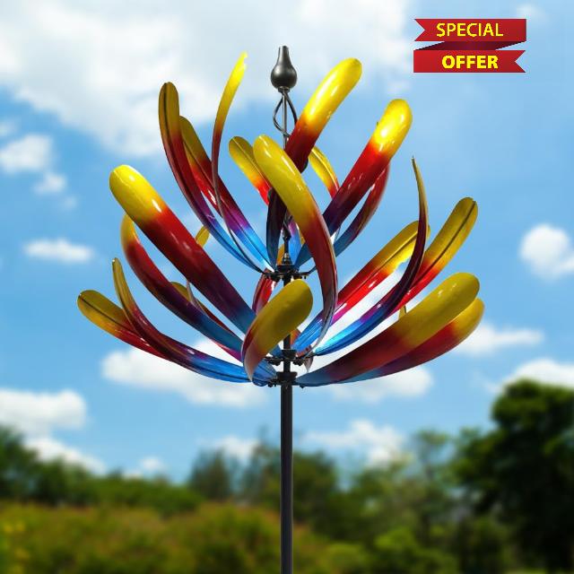 Wind Spinner - Decorative Garden Whirligigs - Durable Metal Flower Art - Ideal for Yard Decor and Gifts - Outdoor Accessories - Eye-Catching Design for Patios & Landscape Colorful