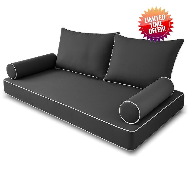 Outdoor Twin Size Patio Swing Bed Mattress and Pillows Cover with Zipper